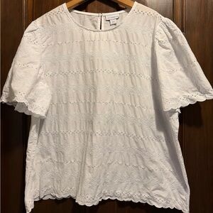 Liz Claiborne White Eyelet Short Sleeve Blouse